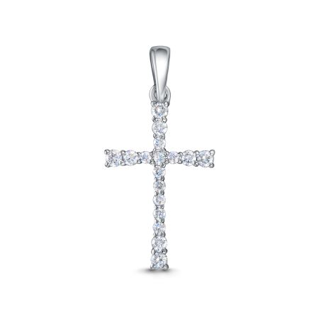 Декоративный крест с 17 бриллиантами из белого золота 115318