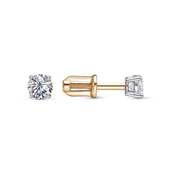 Серьги-пусеты с бриллиантами 0.56 карат из красного золота 137903