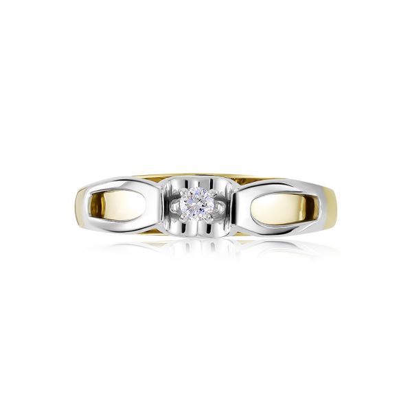 Кольцо с бриллиантом 0.045 карат из комбинированного золота 110067