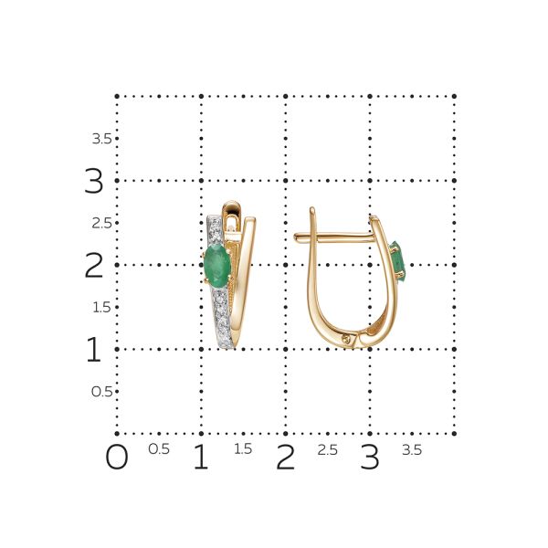 Серьги с изумрудами и 16 бриллиантами из красного золота 142840