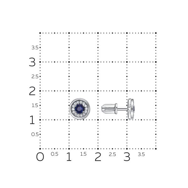 Серьги-пусеты с сапфирами и 28 бриллиантами из белого золота 143137
