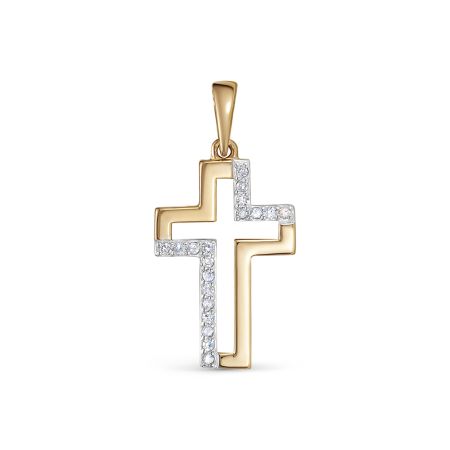 Декоративный крест с 19 бриллиантами 0.095 карат из красного золота 118208