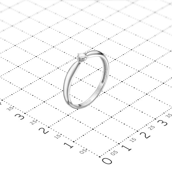 Кольцо с бриллиантом 0.045 карат из белого золота 77036