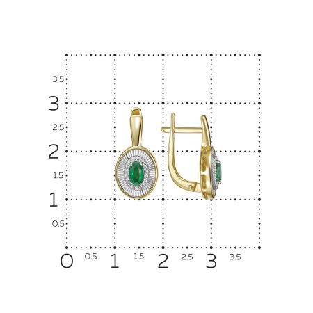 Серьги с изумрудами и 32 бриллиантами из лимонного золота 138867