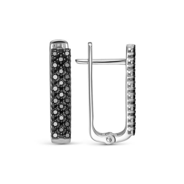Серьги с 46 черными бриллиантами из белого золота 142812