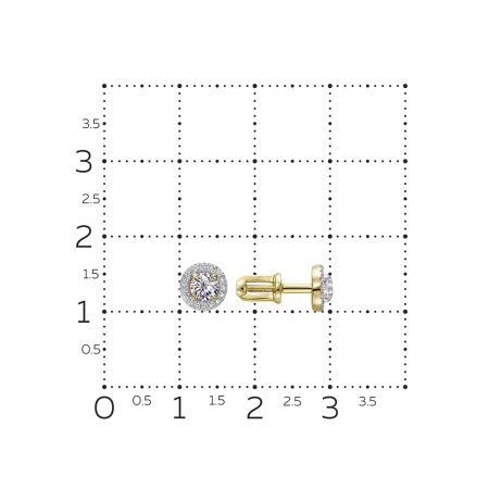 Серьги-пусеты с 34 бриллиантами из лимонного золота 130585