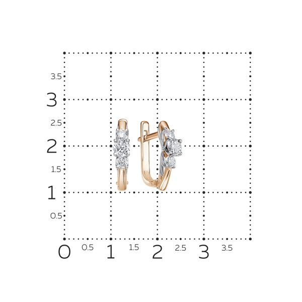 Серьги с 6 бриллиантами из красного золота 92065