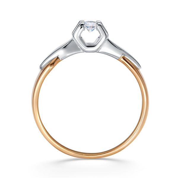 Кольцо с бриллиантом 0.109 карат из комбинированного золота 72133