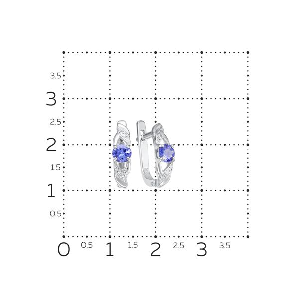 Серьги с танзанитами и 12 бриллиантами из белого золота 88309