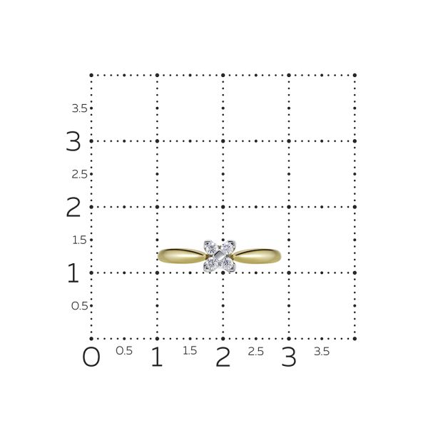Кольцо с 4 бриллиантами 0.128 карат из лимонного золота 123637