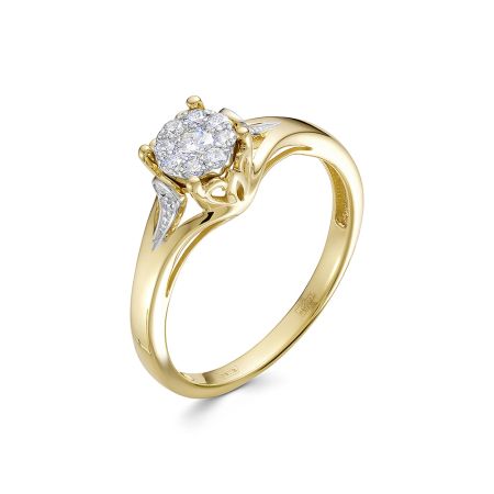 Кольцо с 15 бриллиантами из лимонного золота 118815