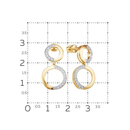 Серьги-пусеты с 40 бриллиантами 0.2 карат из лимонного золота 148350