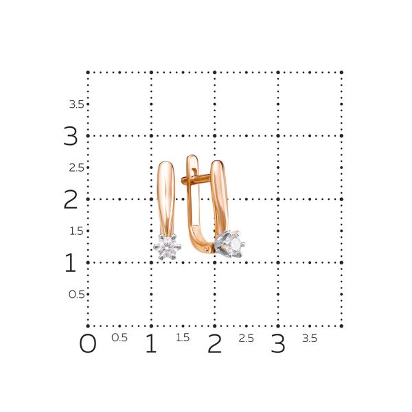 Серьги с бриллиантами 0.218 карат из красного золота 54200