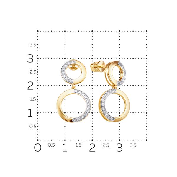 Серьги-пусеты с 40 бриллиантами 0.2 карат из лимонного золота 148350