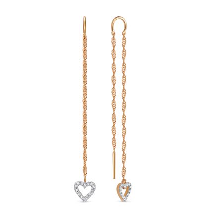 Серьги с 28 бриллиантами 0.14 карат из красного золота 136321