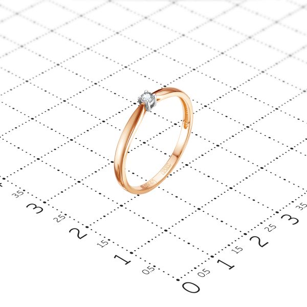 Кольцо с бриллиантом 0.045 карат из красного золота 55415