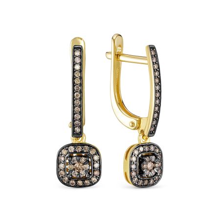 Серьги с 70 коньячными бриллиантами из лимонного золота 143123