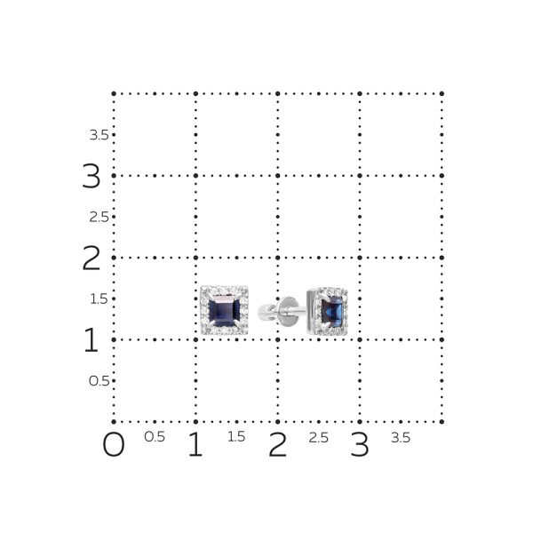Серьги-пусеты с сапфирами и 24 бриллиантами из белого золота 110903