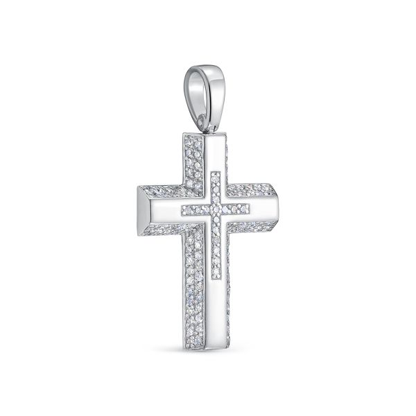 Декоративный крест с 120 бриллиантами 0.6 карат из белого золота 118220