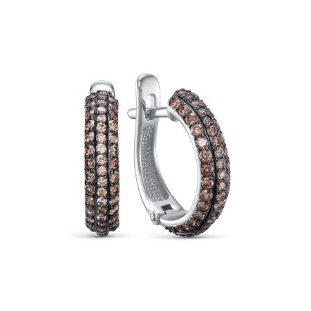 Серьги с 102 коньячными бриллиантами из белого золота 143673