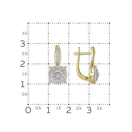 Серьги с 76 бриллиантами из лимонного золота 136336