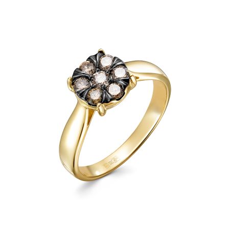 Кольцо с 7 коньячными бриллиантами из лимонного золота 144233