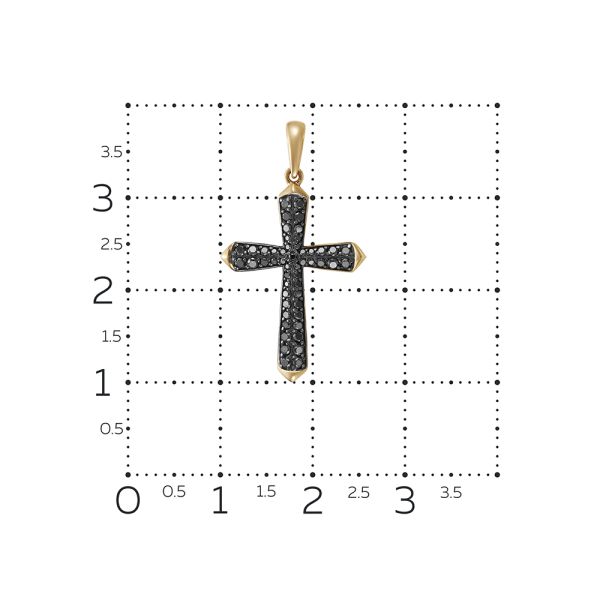 Декоративный крест с 51 черным бриллиантом из красного золота 124008