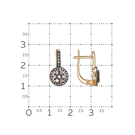 Серьги с 64 коньячными бриллиантами из красного золота 144919