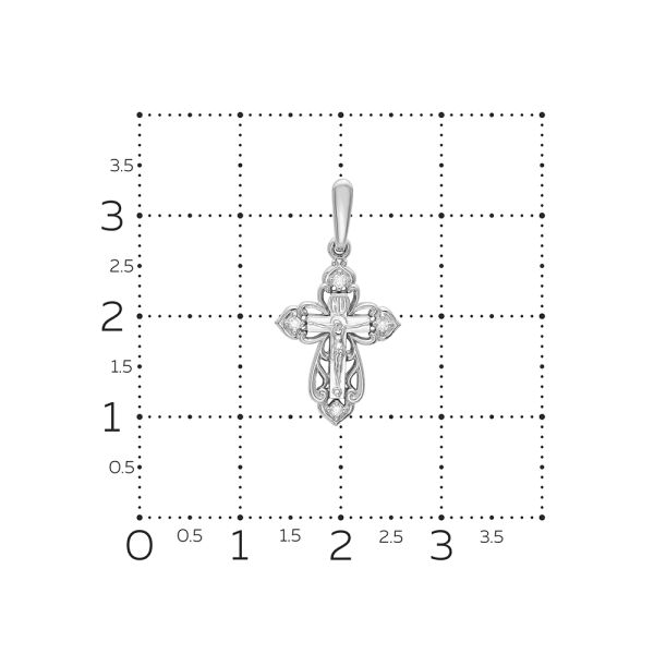 Православный крест с 4 бриллиантами 0.064 карат из белого золота 61895