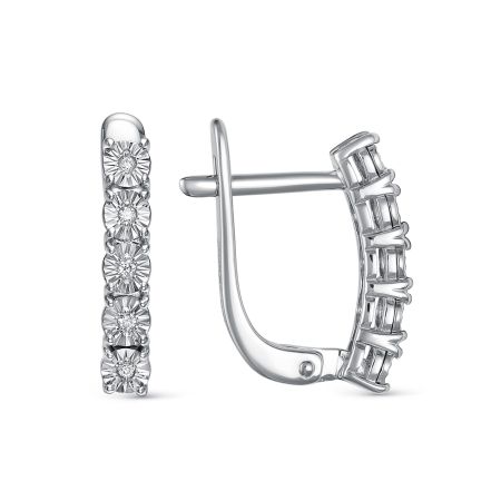 Серьги с 10 бриллиантами 0.05 карат из белого золота 143685