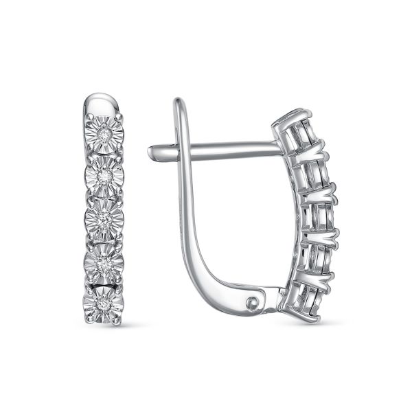 Серьги с 10 бриллиантами 0.05 карат из белого золота 143685