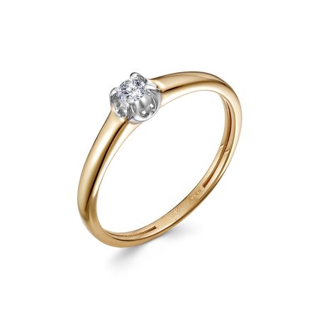 Кольцо с бриллиантом 0.08 карат из красного золота 140664