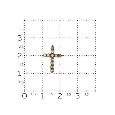 Декоративный крест с 11 коньячными бриллиантами из красного золота 142867
