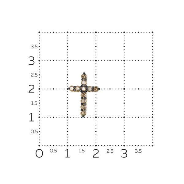 Декоративный крест с 11 коньячными бриллиантами из красного золота 142867