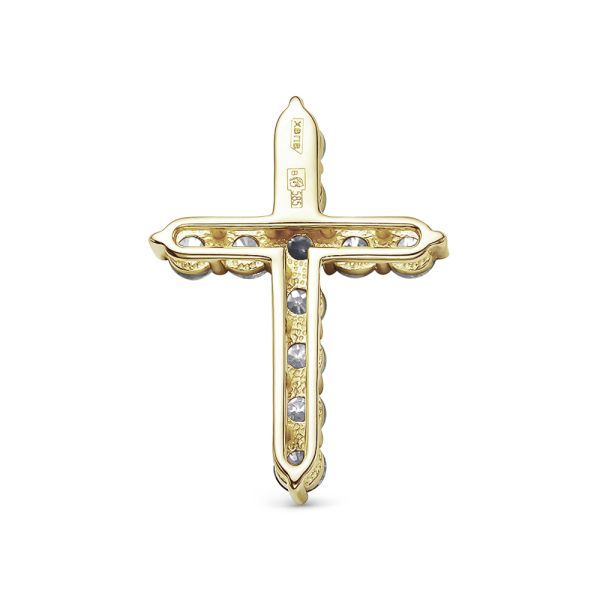 Декоративный крест с 11 бриллиантами 1.815 карат из лимонного золота 118180