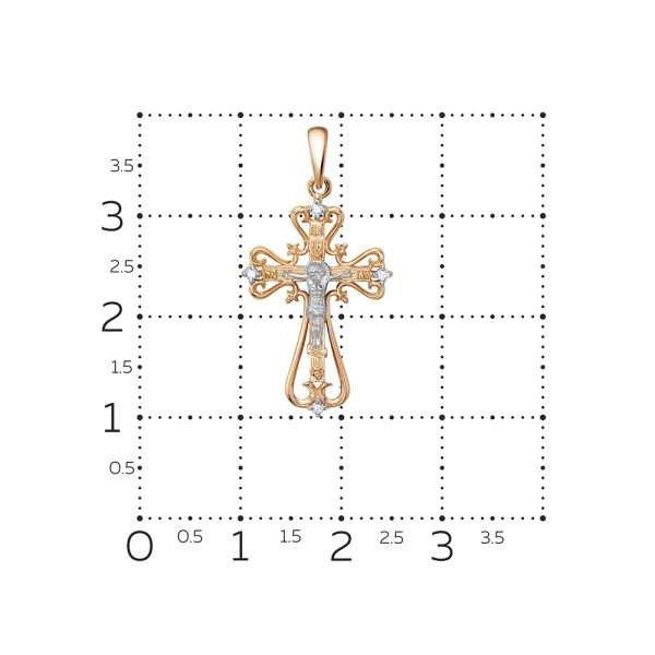 Православный крест с 4 бриллиантами 0.028 карат из комбинированного золота 79443