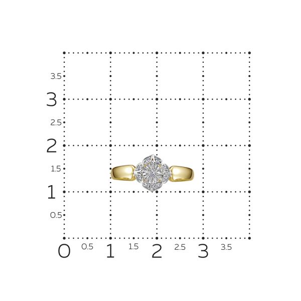 Кольцо с 9 бриллиантами из лимонного золота 144121