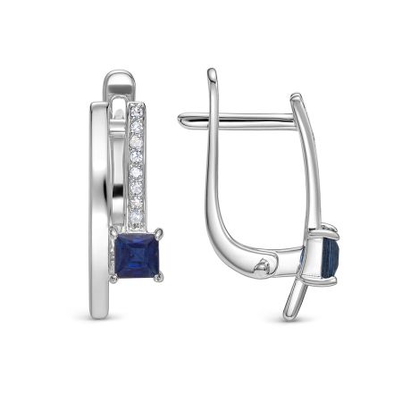 Серьги с сапфирами и 16 бриллиантами из белого золота 142845