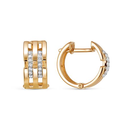 Серьги с 28 бриллиантами 0.14 карат из красного золота 138875