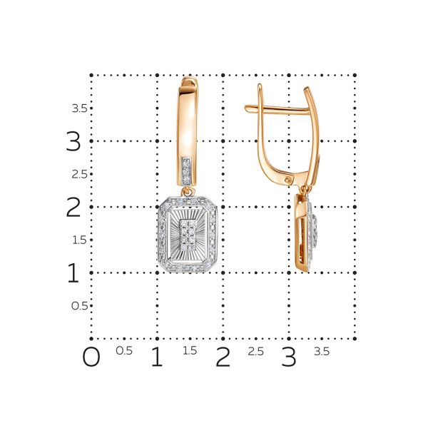 Серьги с 50 бриллиантами 0.25 карат из красного золота 145689