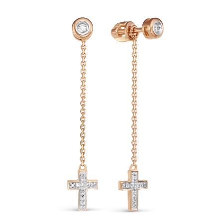 Серьги-пусеты с 24 бриллиантами из красного золота 78435