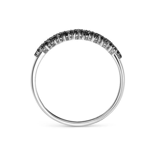 Кольцо с 28 черными бриллиантами из белого золота 140992 Кольцо с 28 черными бриллиантами из белого золота 140992