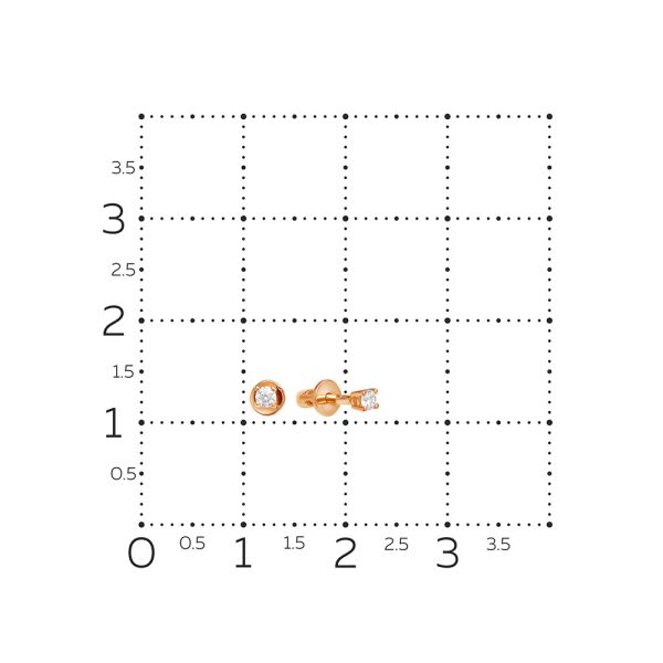 Серьги-пусеты с бриллиантами 0.09 карат из красного золота 61618