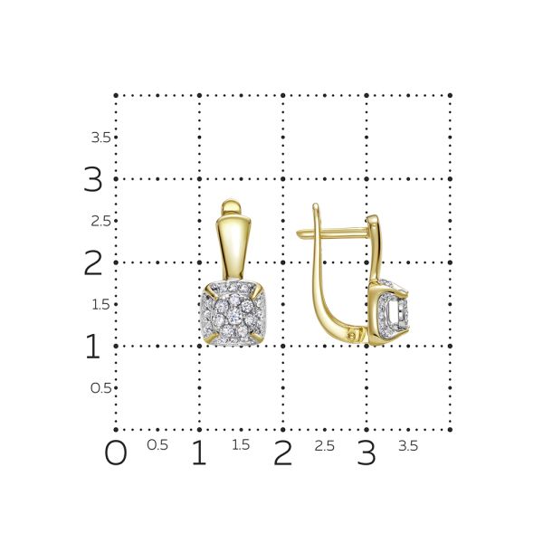 Серьги с 56 бриллиантами из лимонного золота 136378
