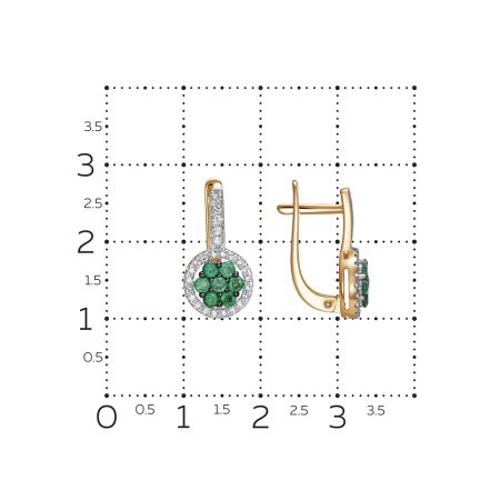 Серьги с 14 изумрудами и 50 бриллиантами из красного золота 142864
