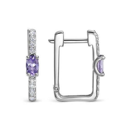 Серьги с танзанитами и 16 бриллиантами из белого золота 143670