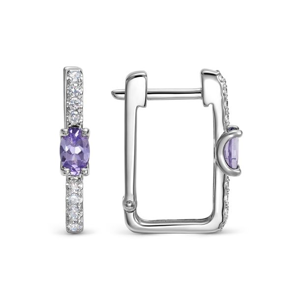 Серьги с танзанитами и 16 бриллиантами из белого золота 143670