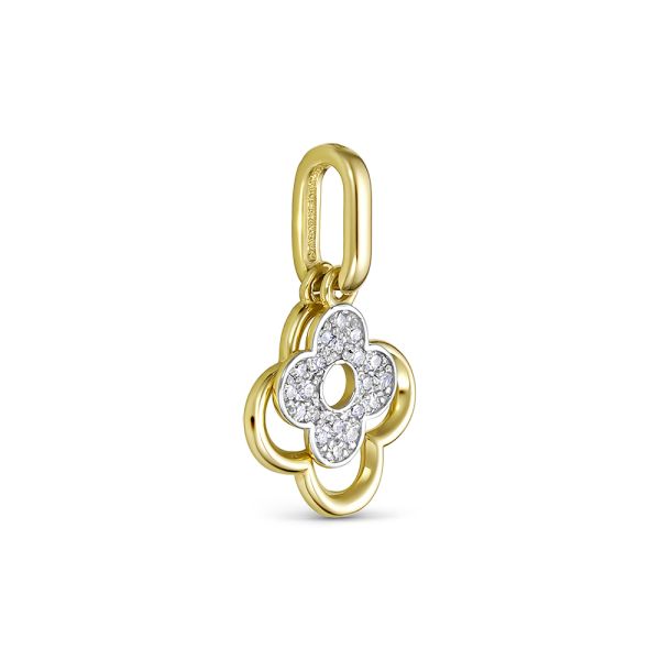 Подвеска с 20 бриллиантами 0.1 карат из лимонного золота 144639