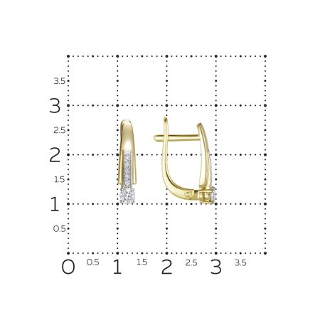Серьги с 12 бриллиантами из лимонного золота 136929 Серьги с 12 бриллиантами из лимонного золота 136929