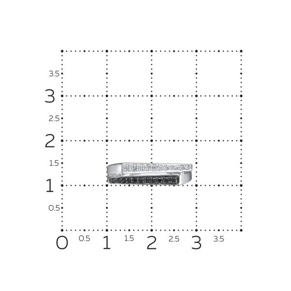 Кольцо с 11 черными бриллиантами и 11 бриллиантами из белого золота 129422